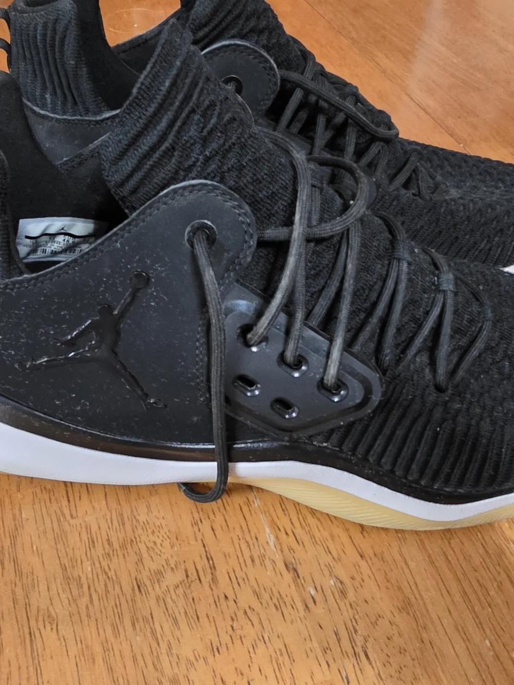 Jordan Men's Black Knit High-Top Sneakers with White Sole